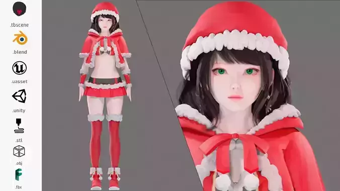 Christmas Clothing 0001 - UE5 - Unity - Blender - Animated