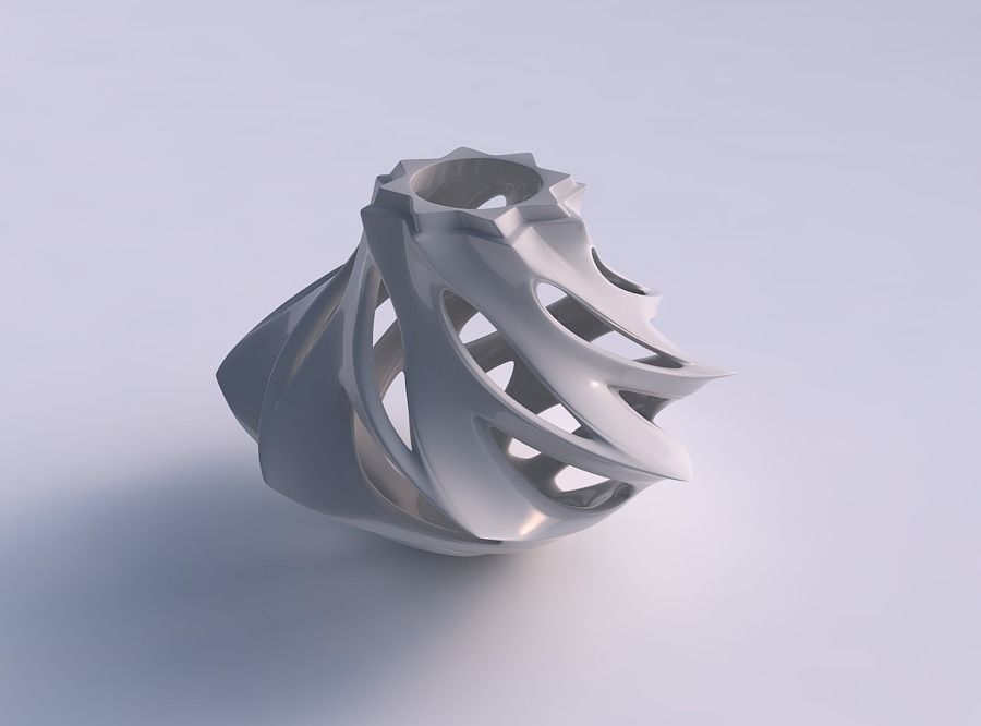 Vase rose spikes bulged with smooth cuts twisted and squeezed 3D print model_0