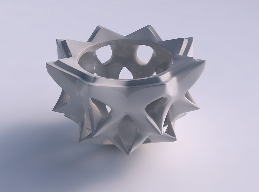 Vase rose spikes flared with smooth cuts squeezed 3D print model_0