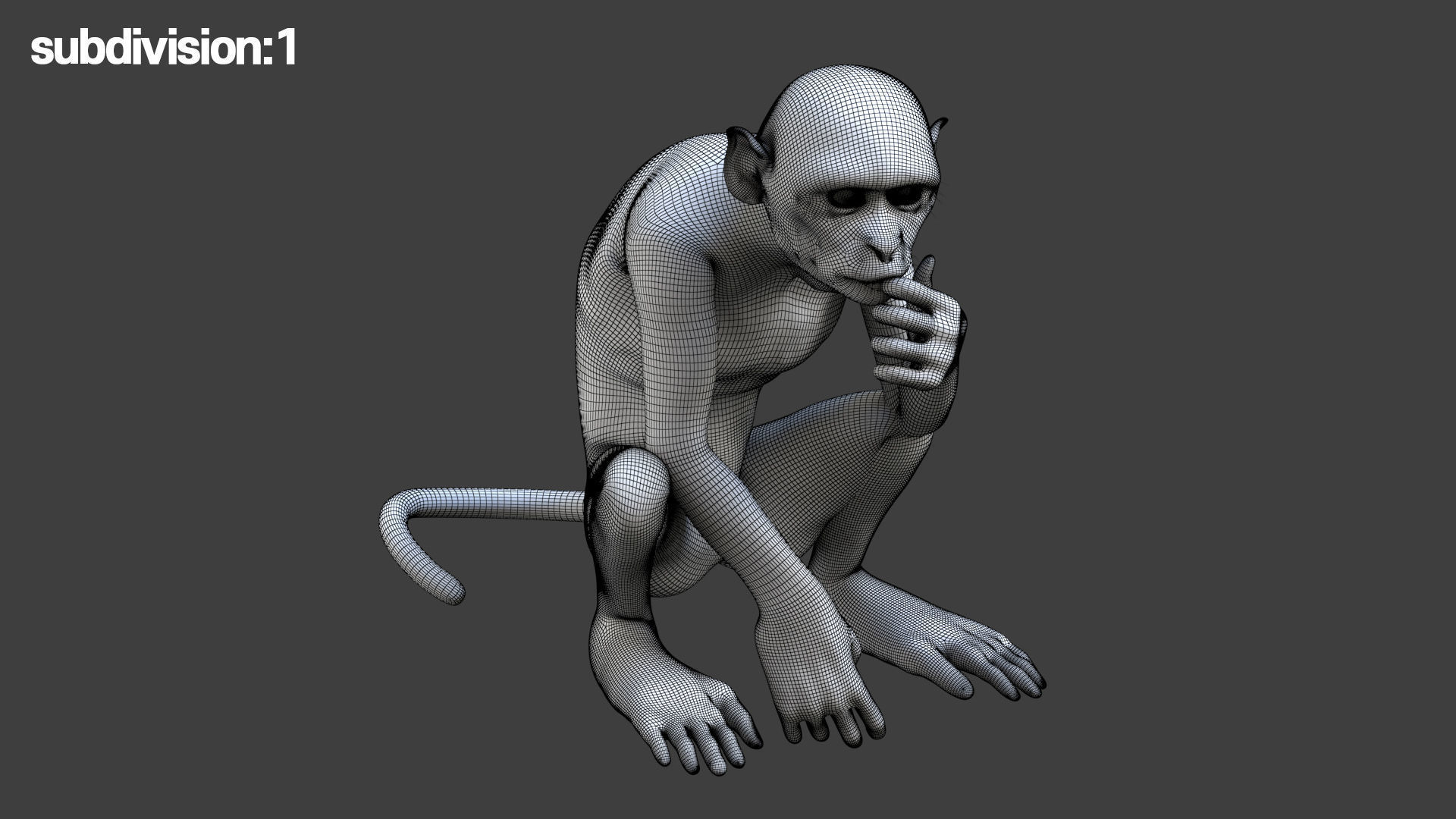 Realistic Monkey Fur Rigged 3D model_22