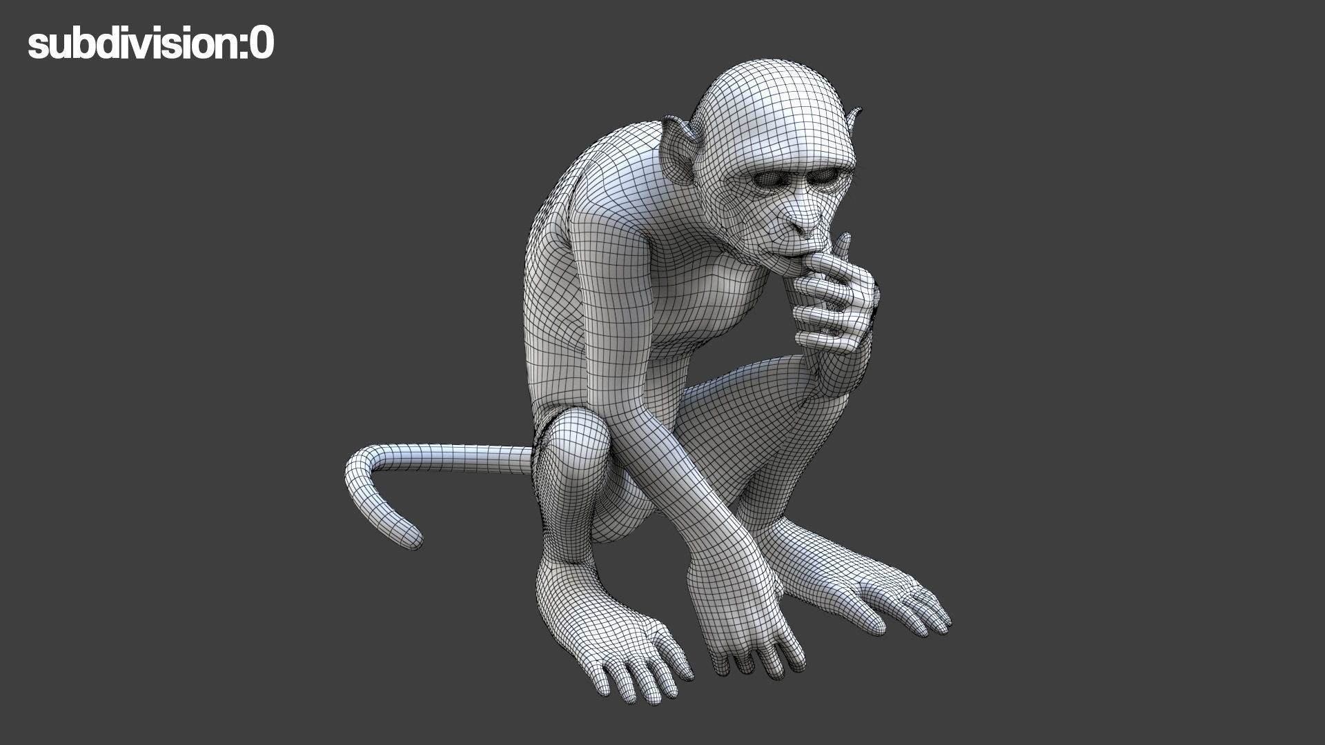 Realistic Monkey Fur Rigged 3D model_21