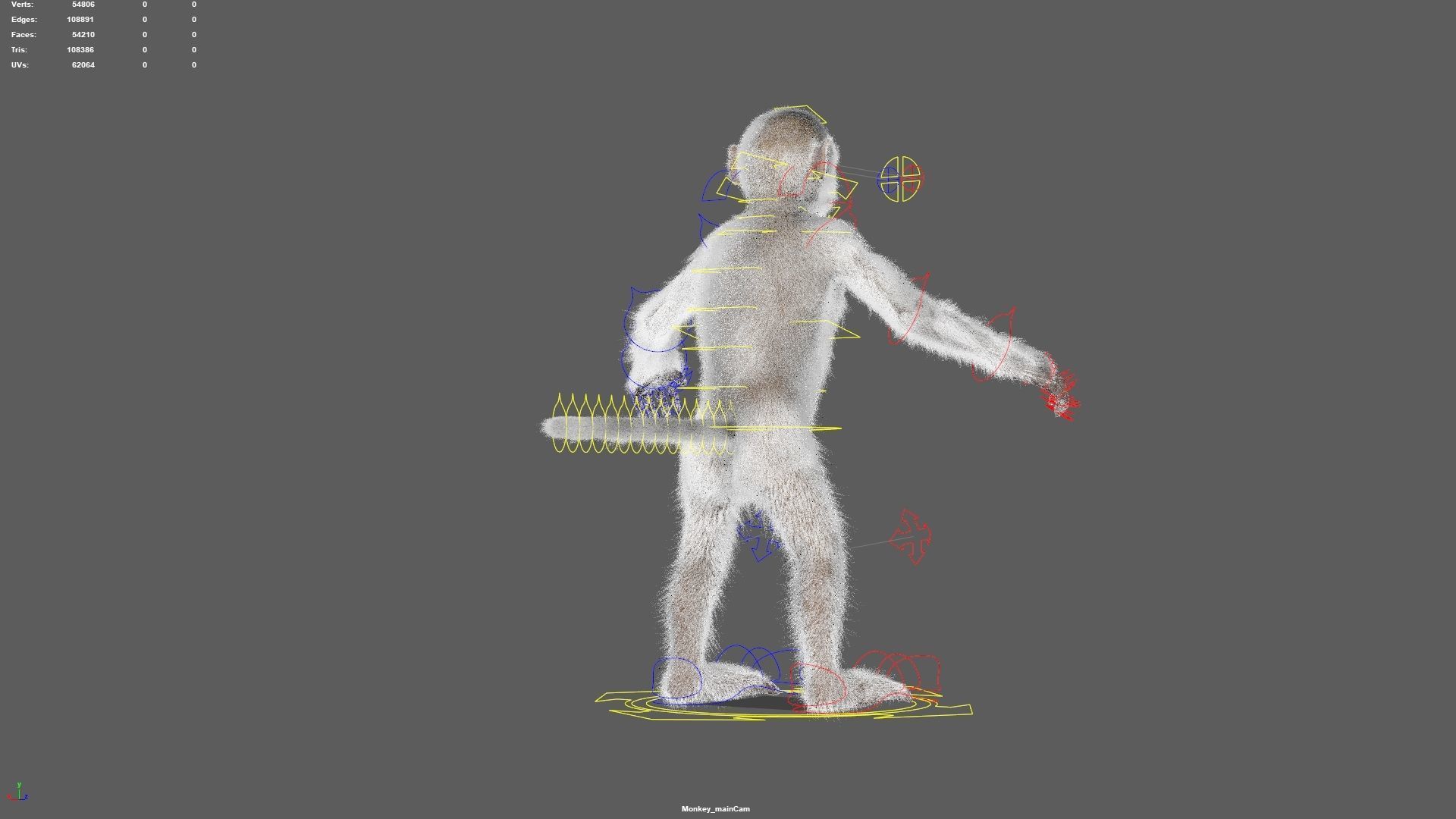 Realistic Monkey Fur Rigged 3D model_26