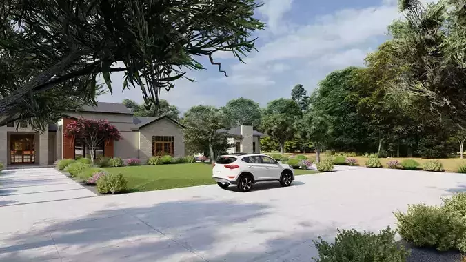 3D Exterior Scene 3D model design garden and landscape 3D