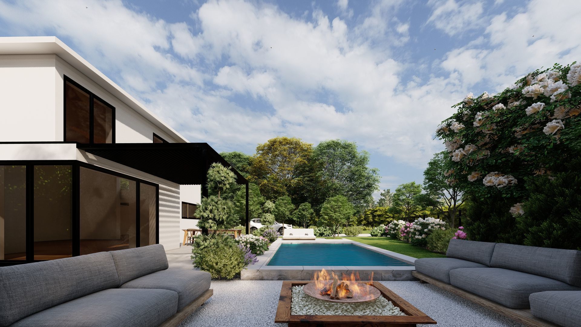 3D Exterior Scene 3D model design garden and landscape 3D  3D model_5