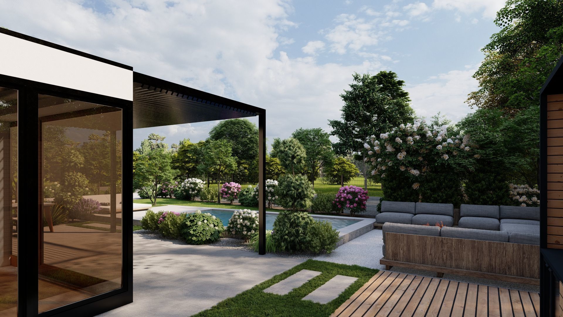 3D Exterior Scene 3D model design garden and landscape 3D  3D model_6