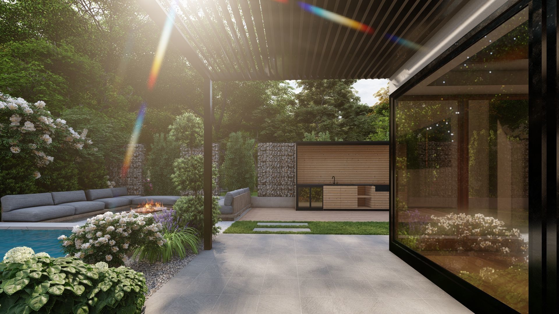 3D Exterior Scene 3D model design garden and landscape 3D  3D model_2