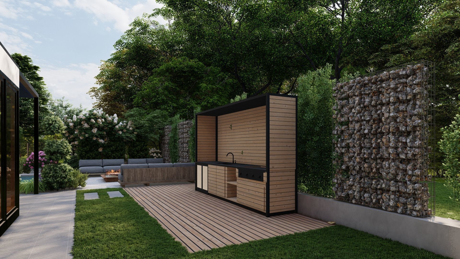 3D Exterior Scene 3D model design garden and landscape 3D  3D model_4