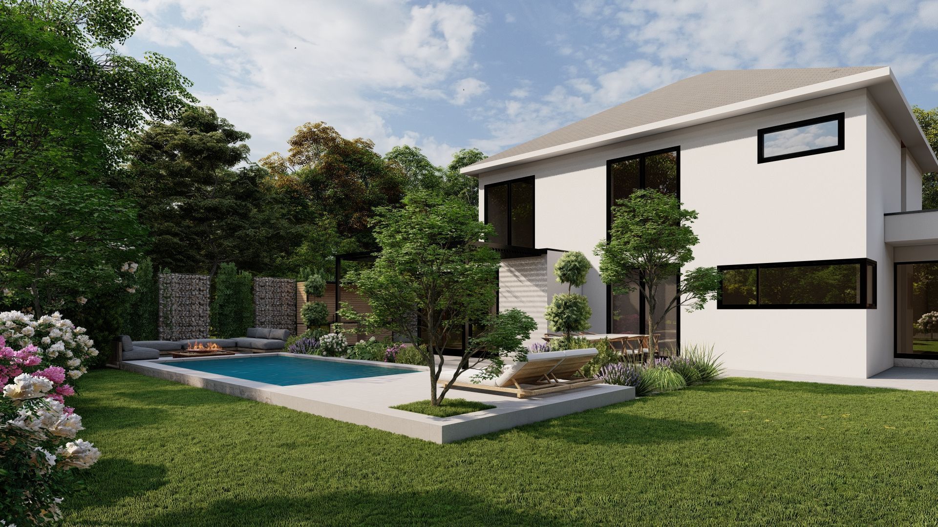 3D Exterior Scene 3D model design garden and landscape 3D  3D model_1