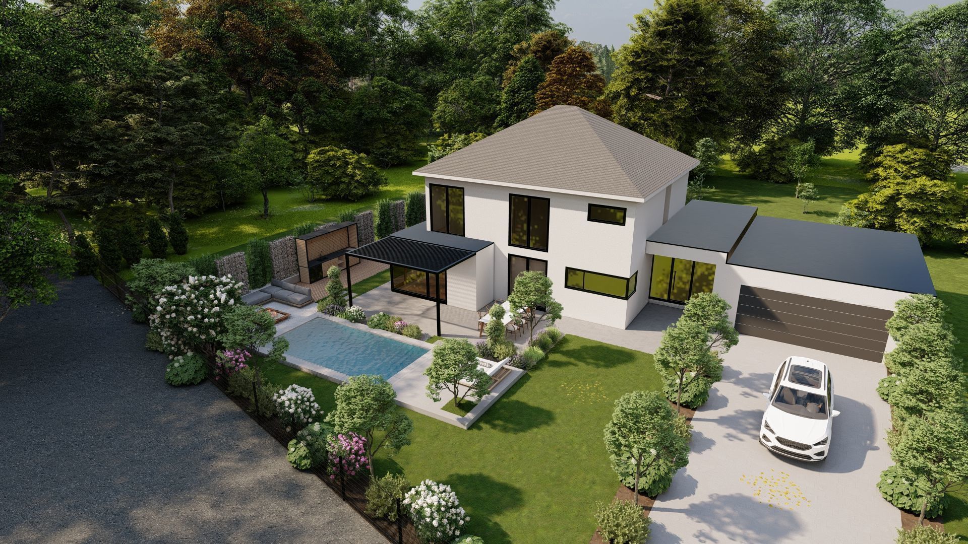 3D Exterior Scene 3D model design garden and landscape 3D  3D model_3
