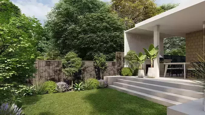 3D Exterior Scene 3D model design garden and landscape 3D