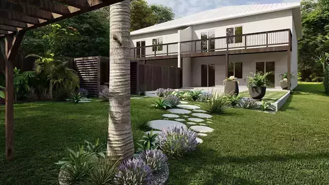3D Exterior Scene 3D model design garden and landscape 3D 