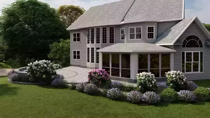 3D Exterior Scene 3D model design garden and landscape 3D 