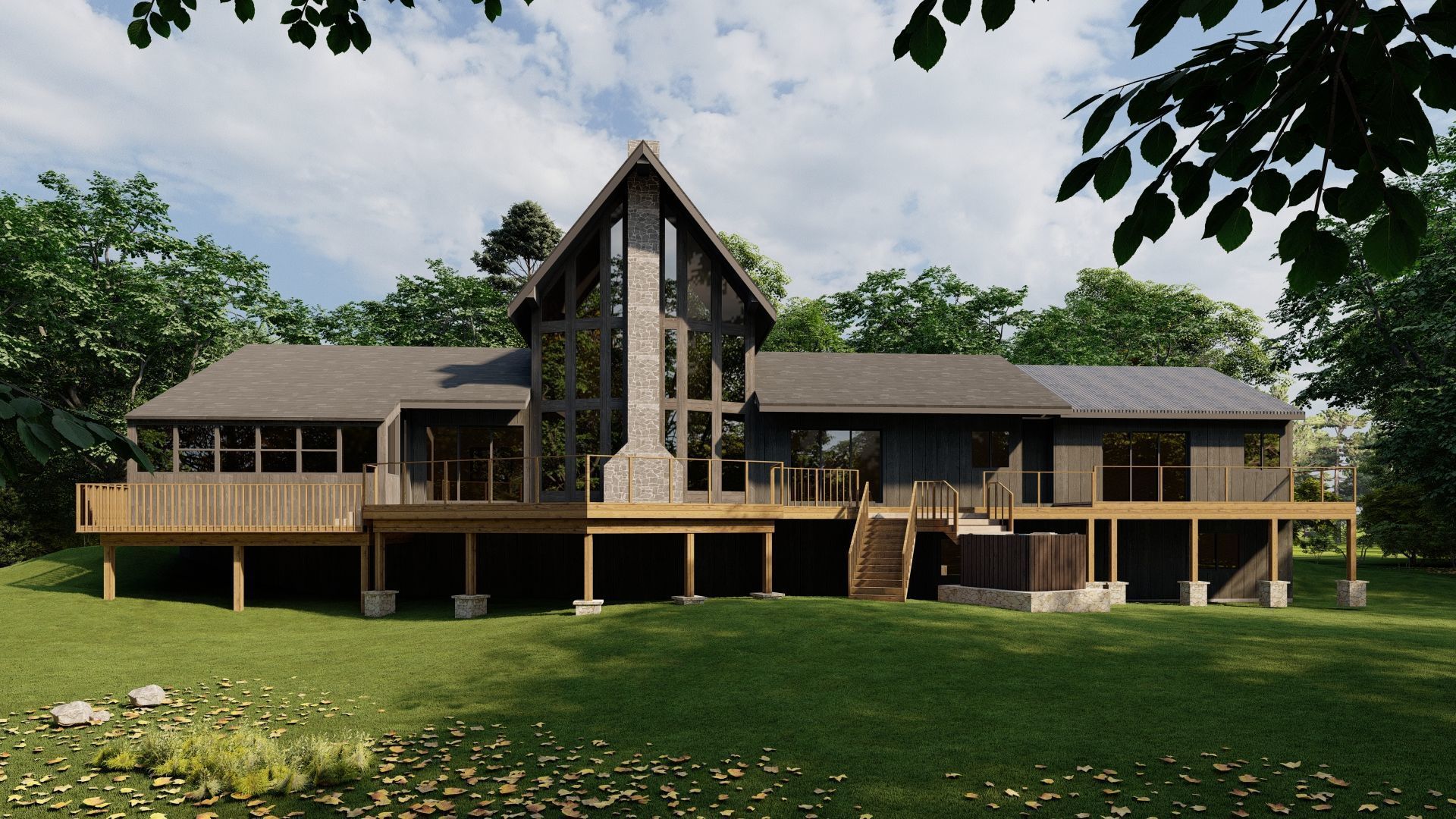 3D Exterior Scene 3D model design garden and landscape 3D 3D model_3