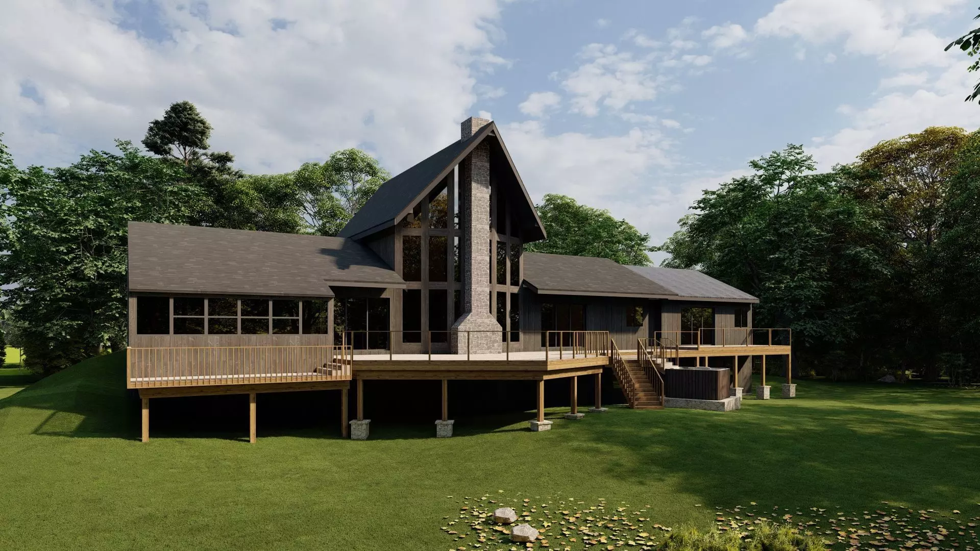 3D Exterior Scene 3D model design garden and landscape 3D 3D model_0