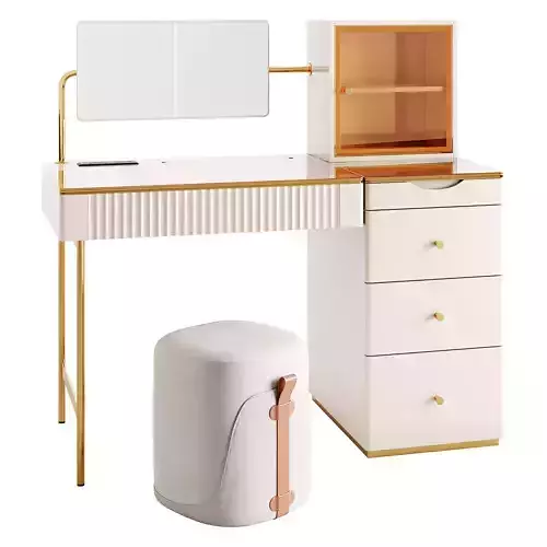 Chanor White Mirrored Makeup Vanity