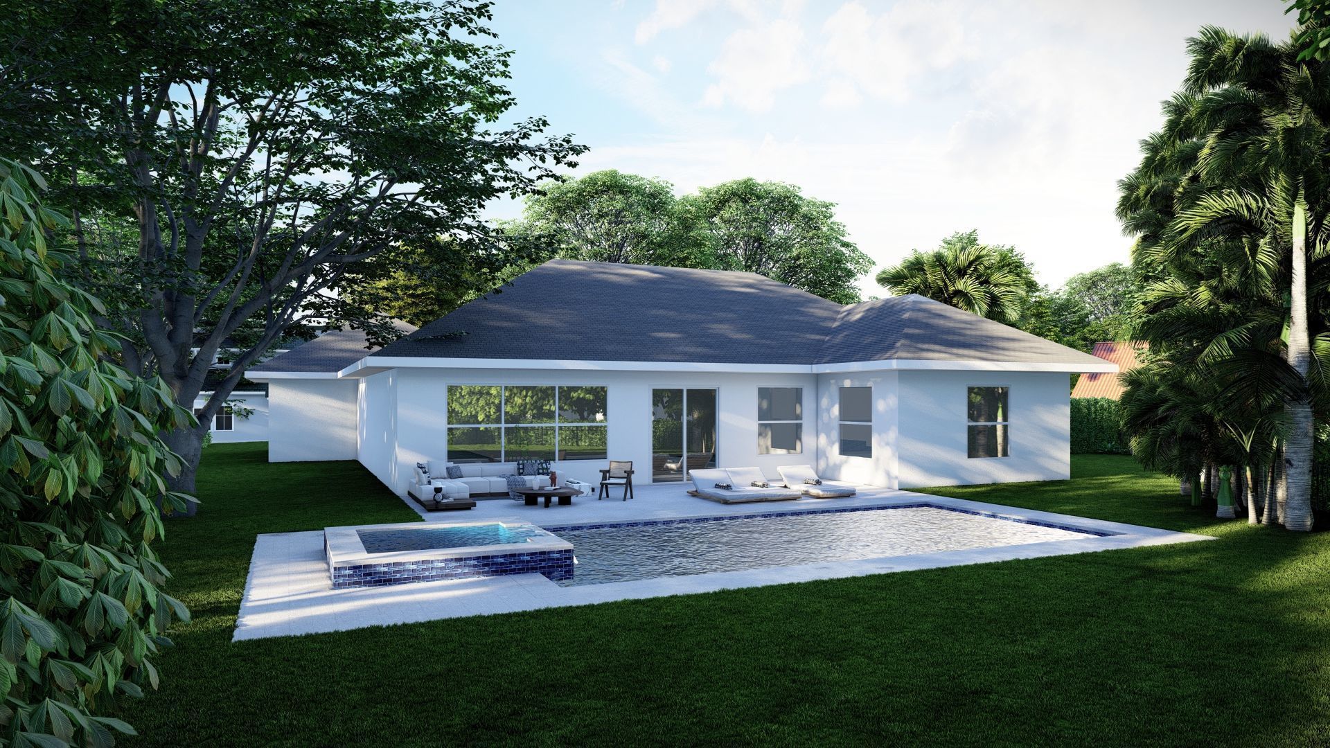 3D Exterior Scene 3D model design garden and landscape 3D 3D model_3