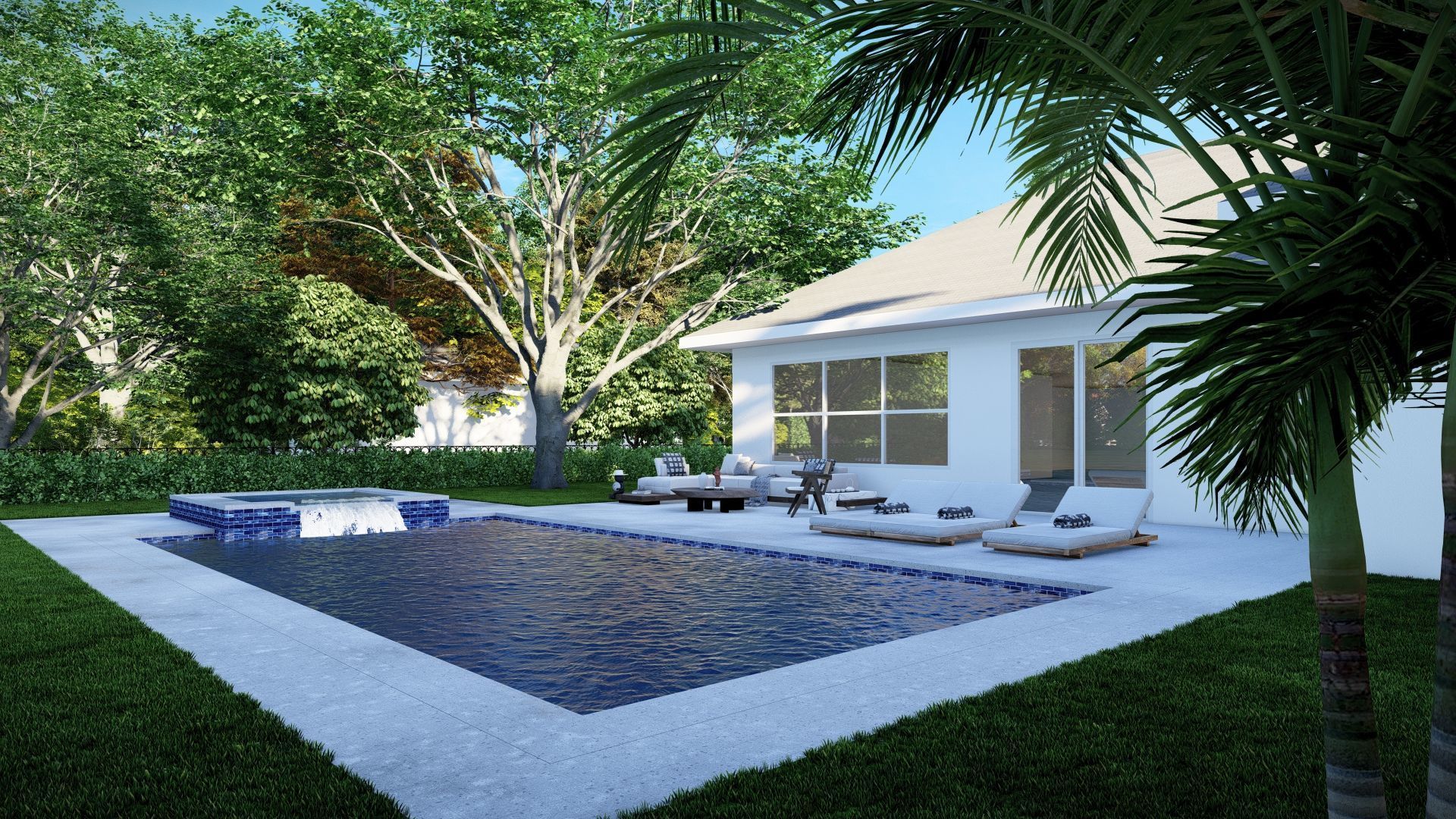 3D Exterior Scene 3D model design garden and landscape 3D 3D model_4
