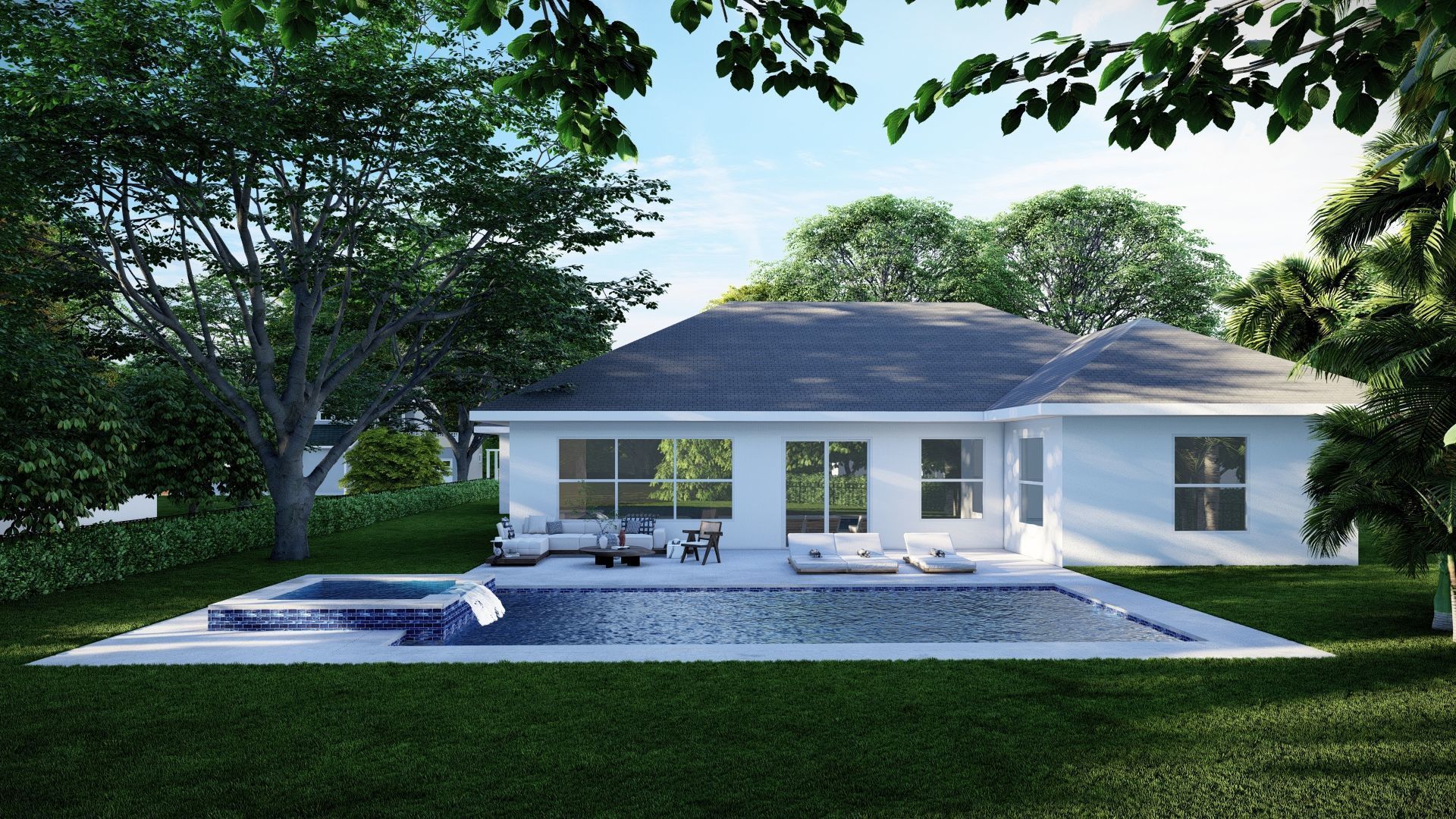 3D Exterior Scene 3D model design garden and landscape 3D 3D model_5