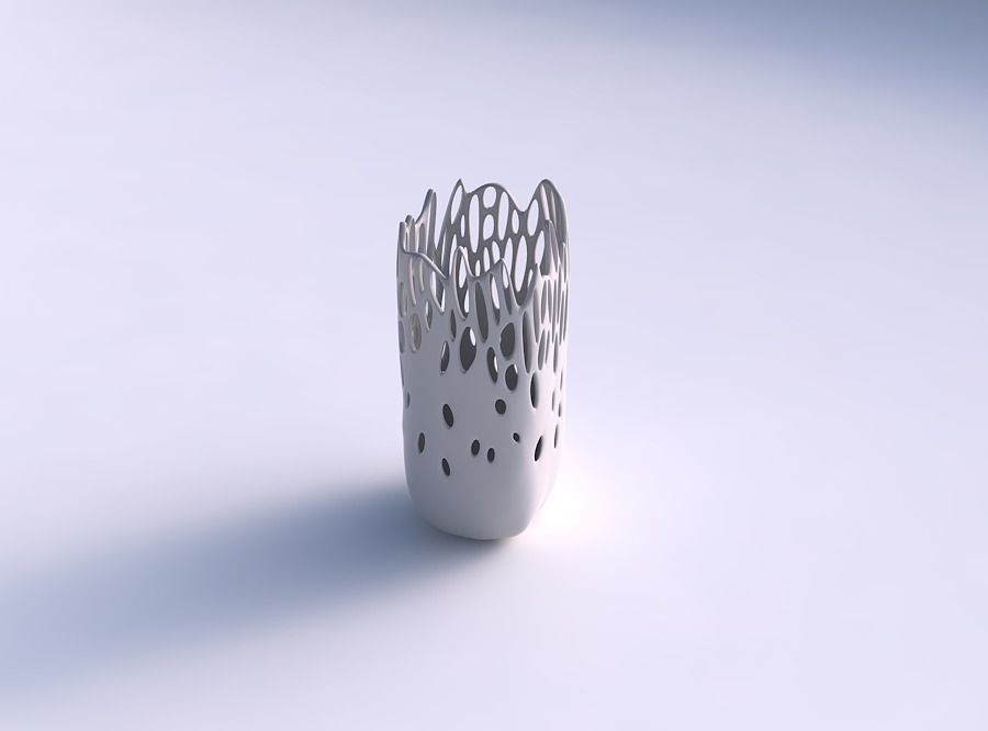 Vase quadratic tall with smooth bubble holes 3D print model_0