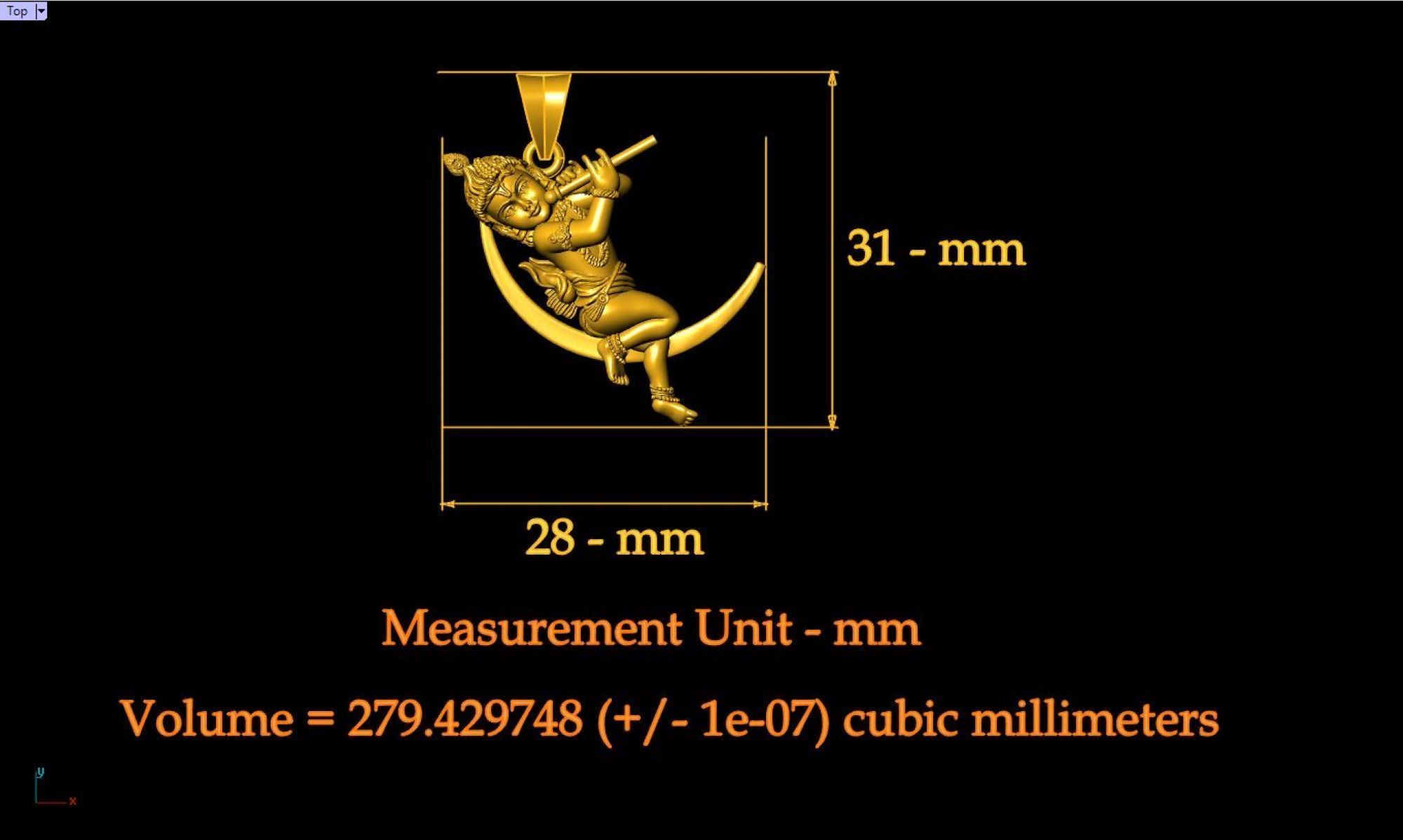 Moon Krishna Pendant - 0048 3D print model_1