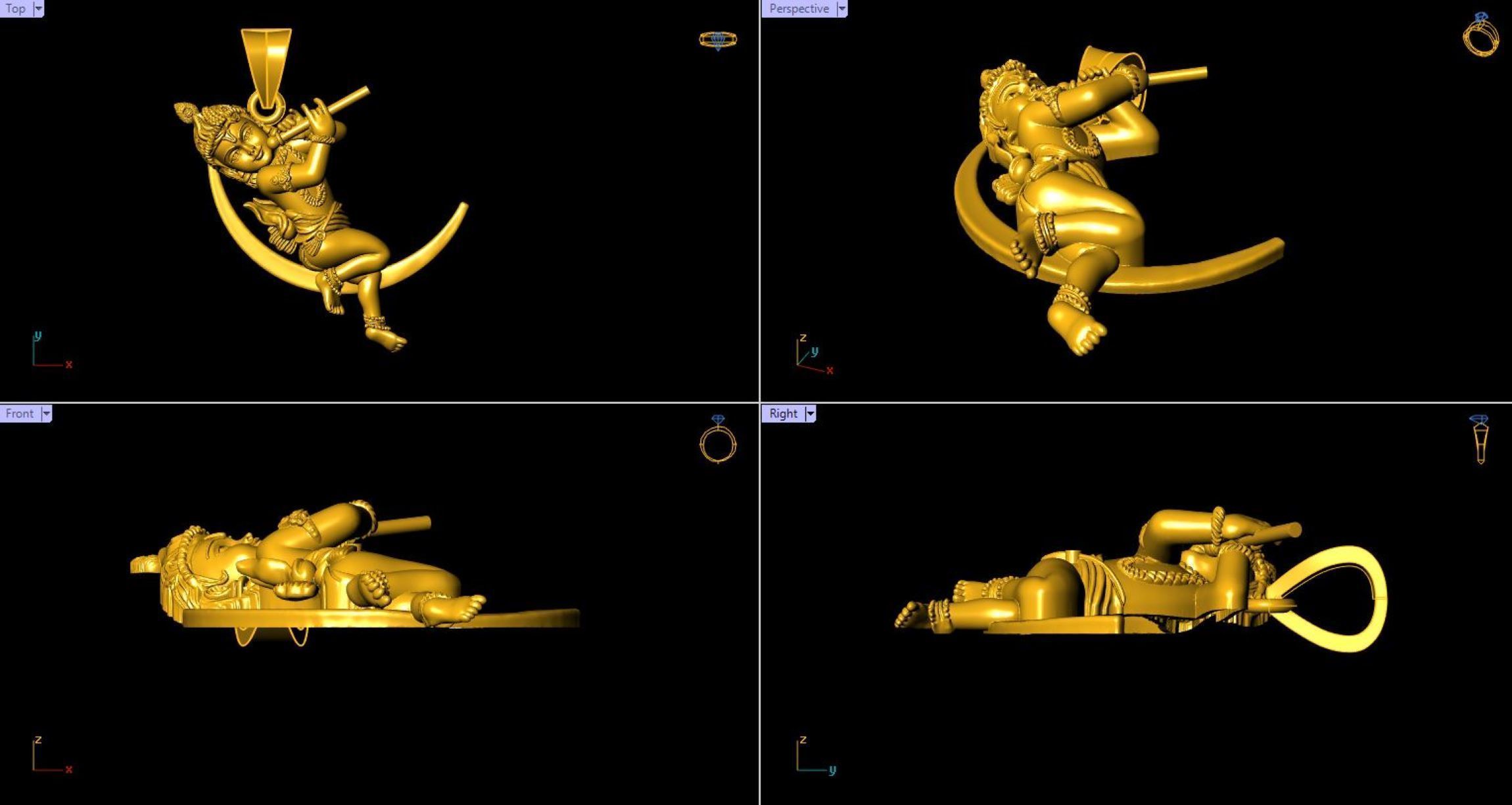 Moon Krishna Pendant - 0048 3D print model_2