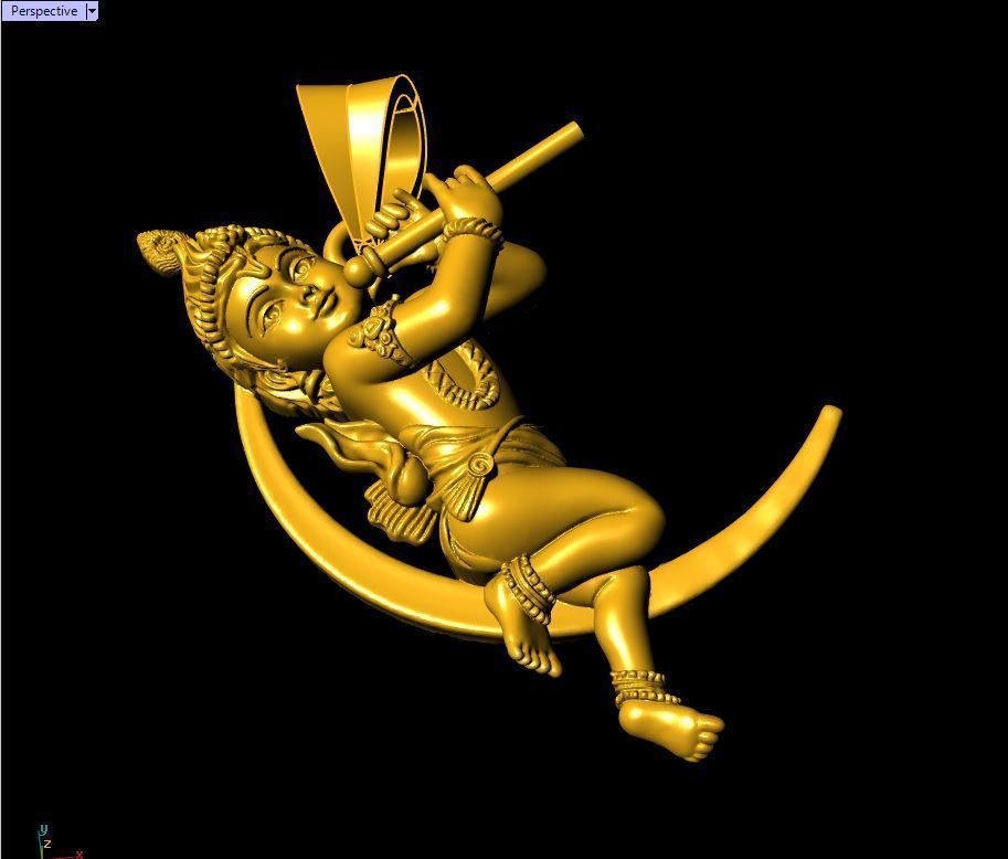 Moon Krishna Pendant - 0048 3D print model_7
