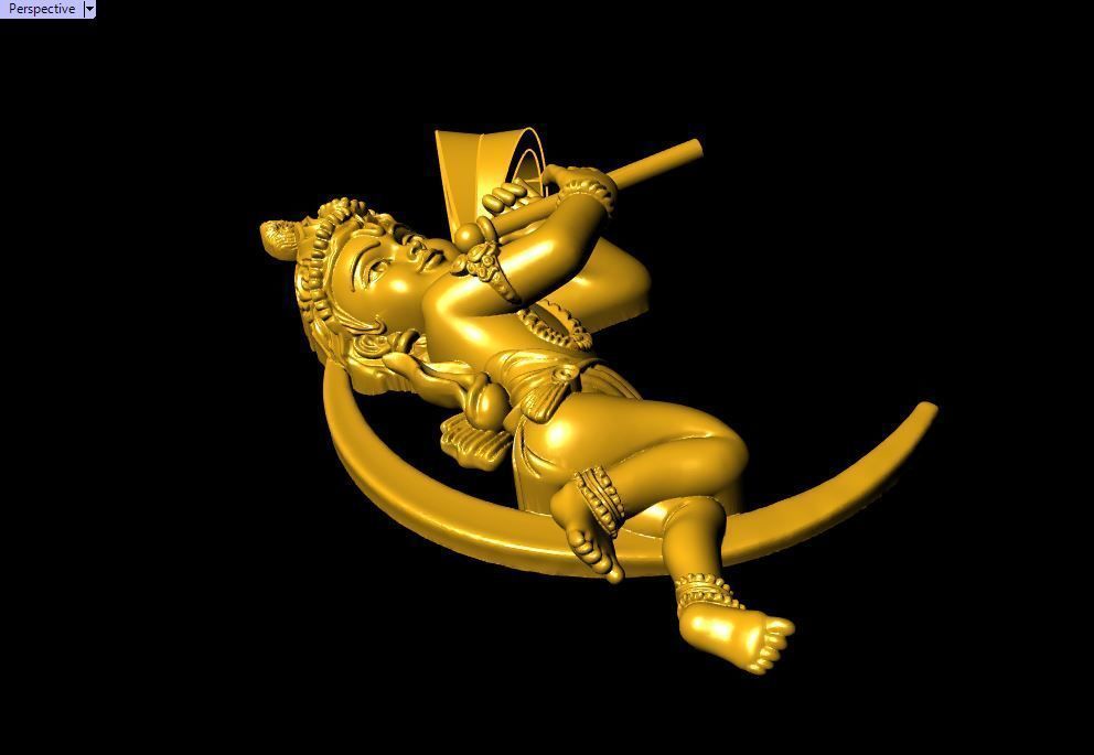 Moon Krishna Pendant - 0048 3D print model_8
