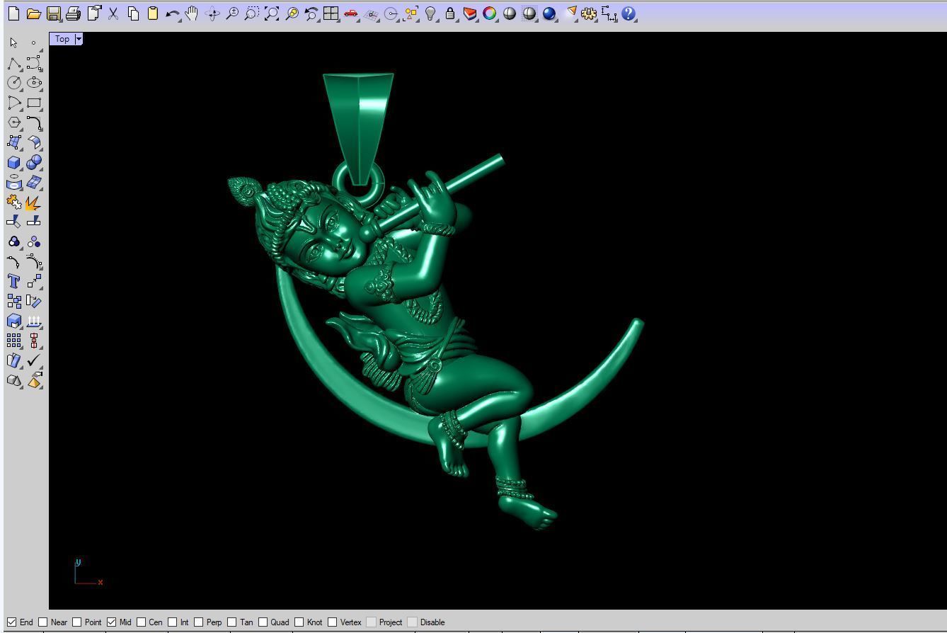 Moon Krishna Pendant - 0048 3D print model_6