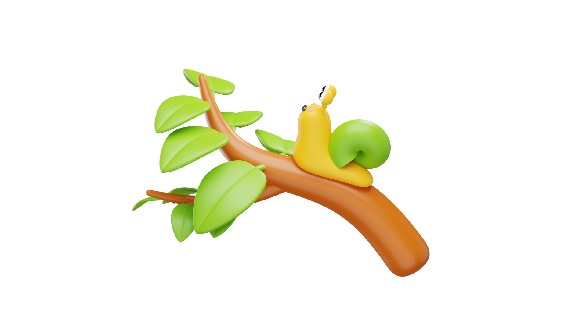 Snail on tree 3D model_8