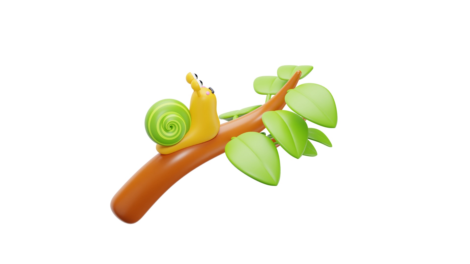 Snail on tree 3D model_16