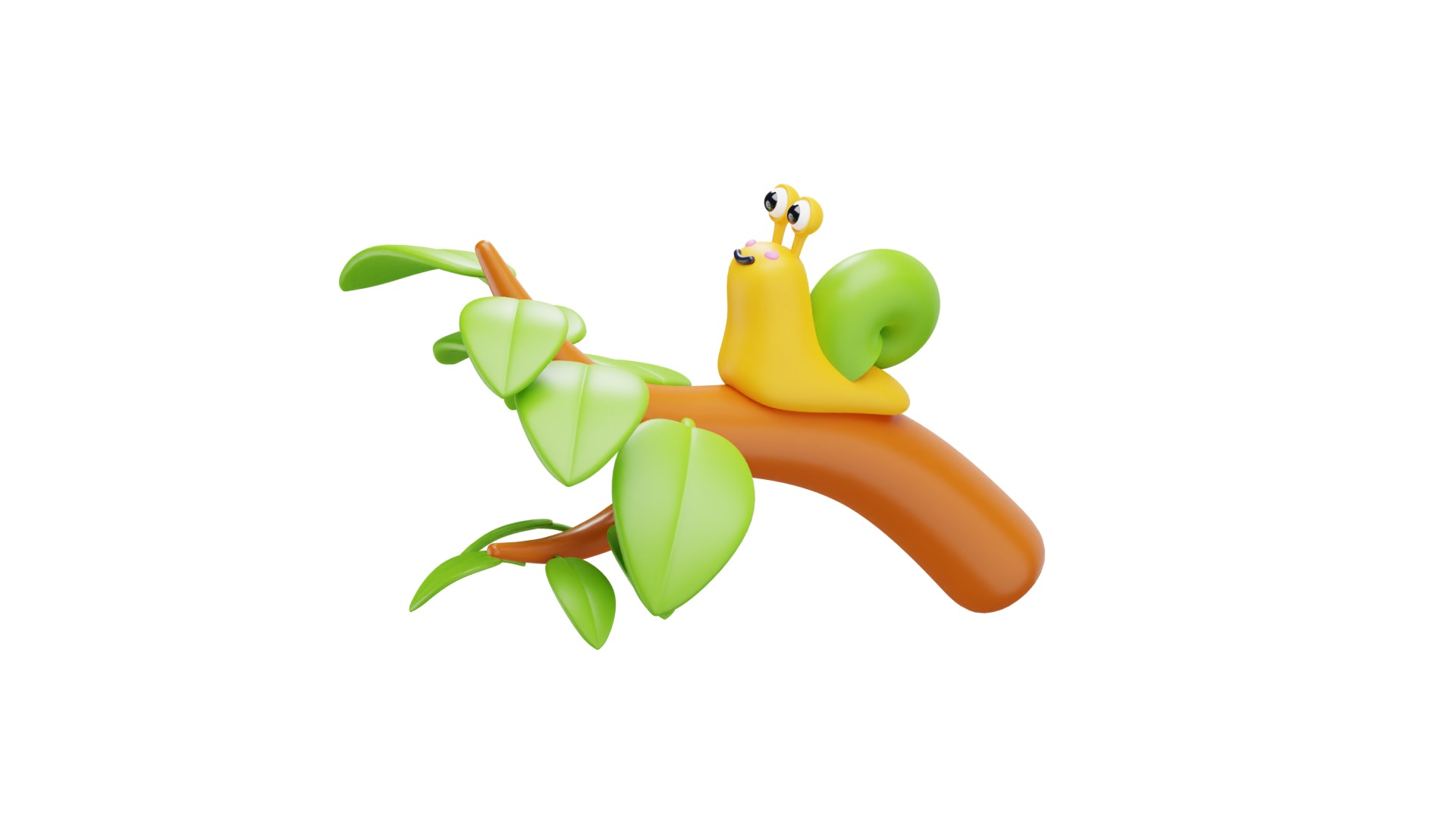 Snail on tree 3D model_6