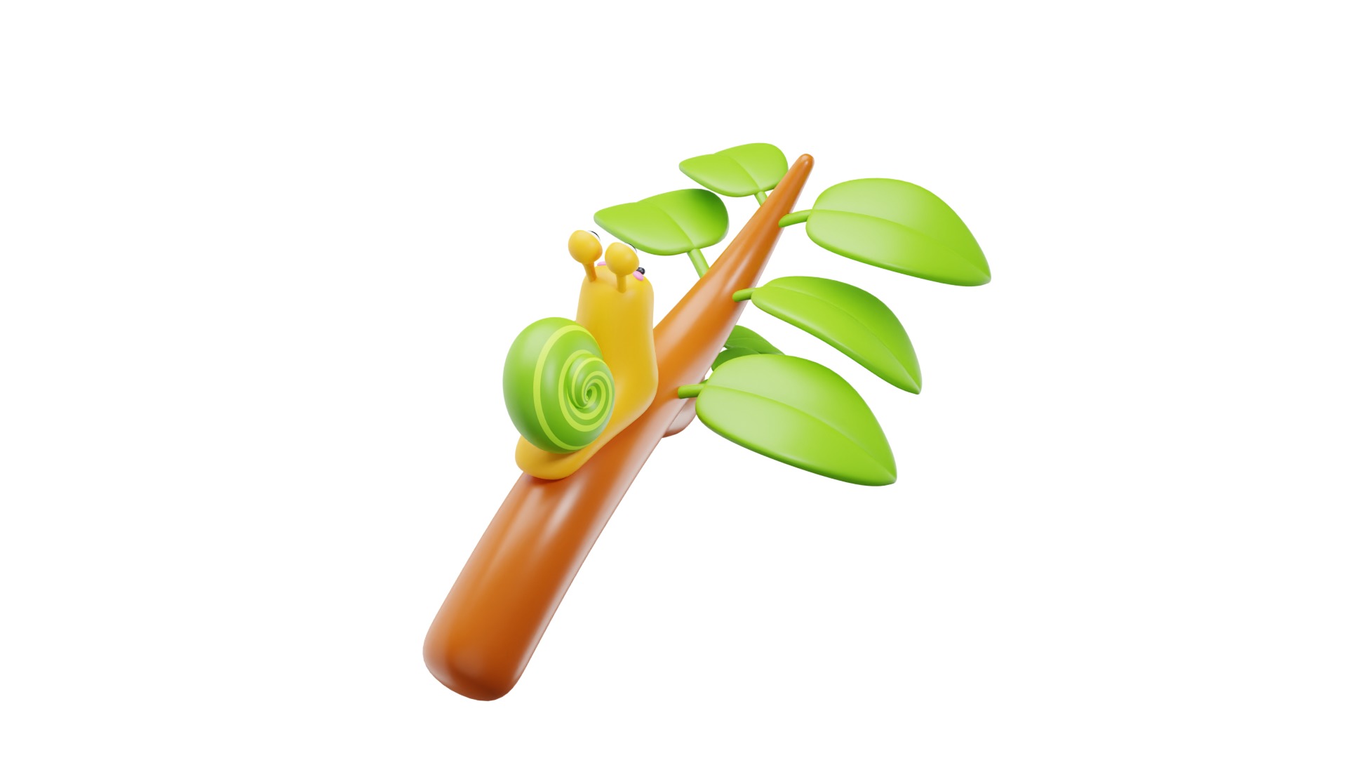 Snail on tree 3D model_14