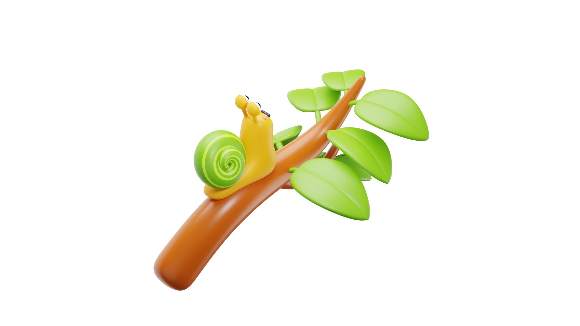 Snail on tree 3D model_15