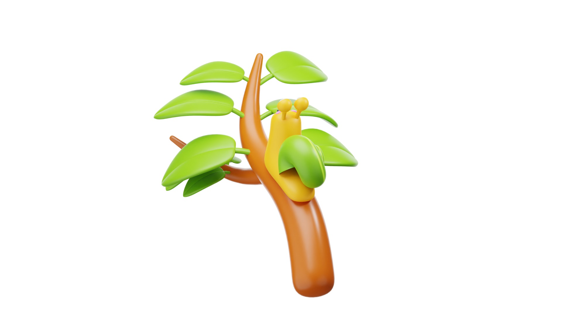 Snail on tree 3D model_11