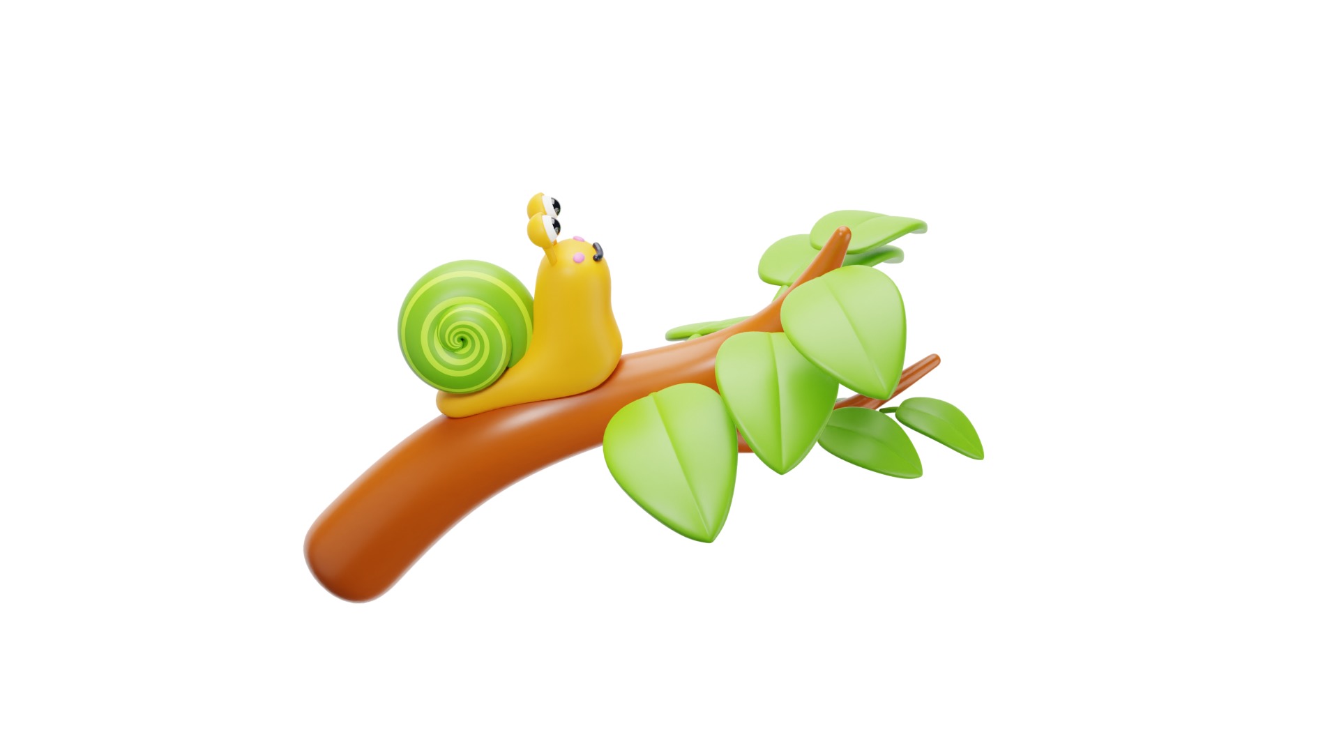 Snail on tree 3D model_17
