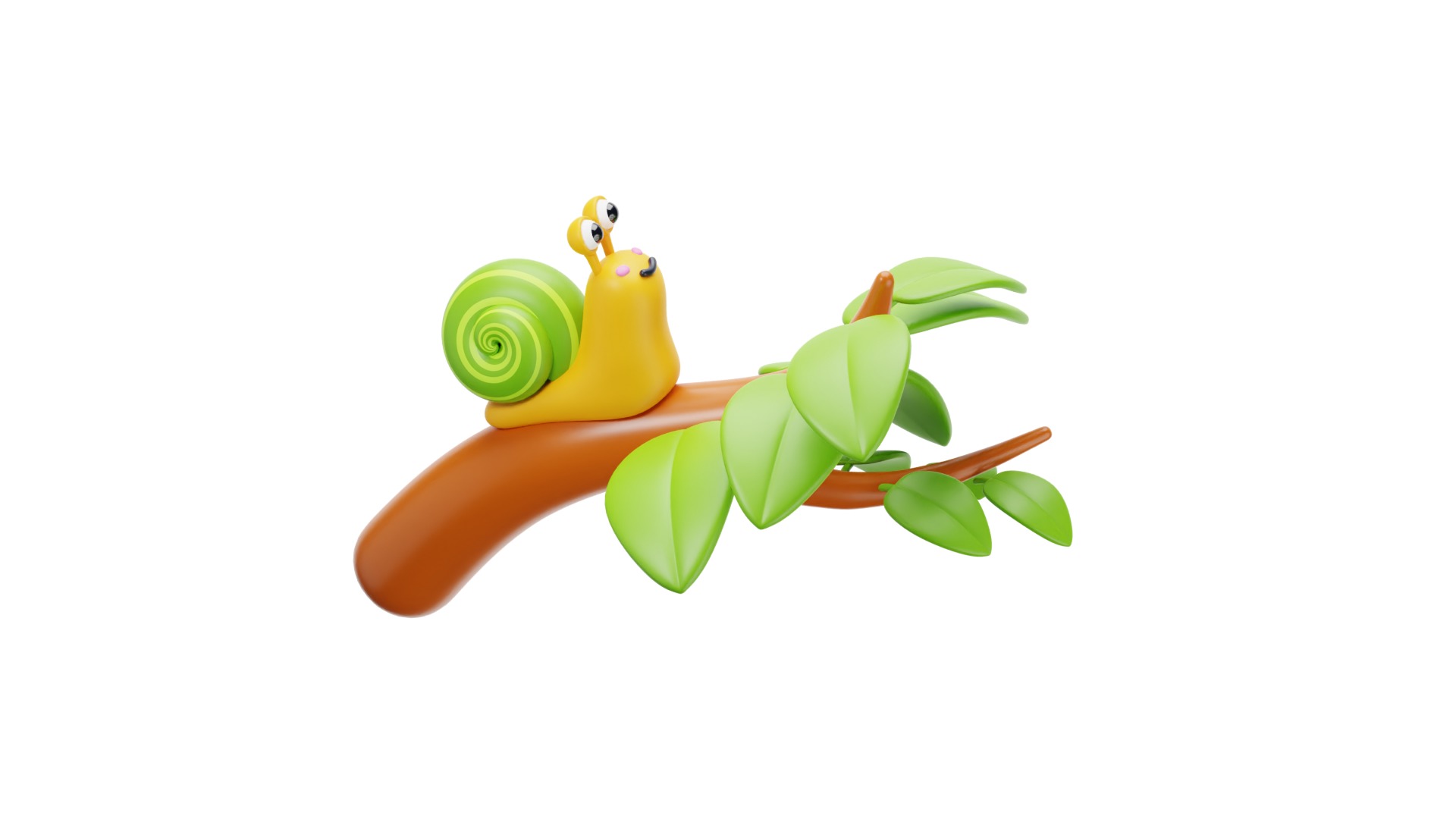 Snail on tree 3D model_18