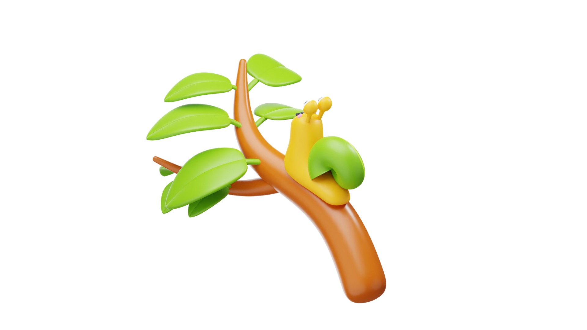 Snail on tree 3D model_10
