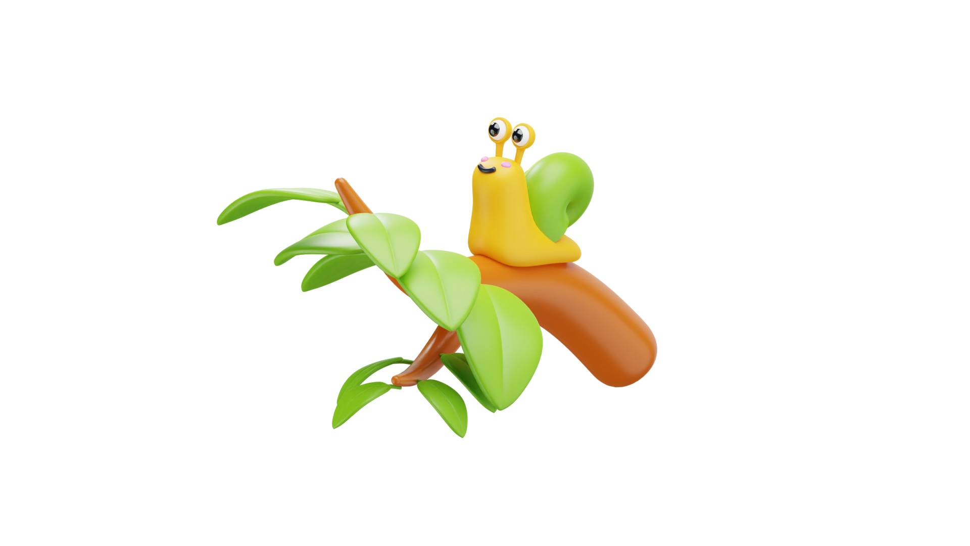 Snail on tree 3D model_5
