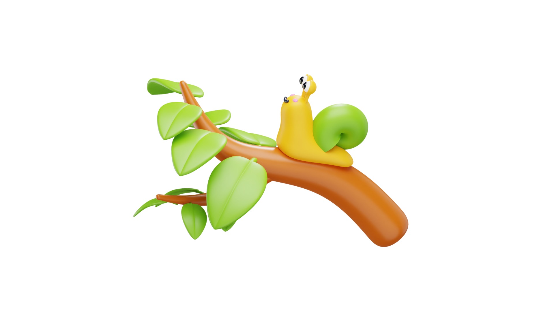 Snail on tree 3D model_7