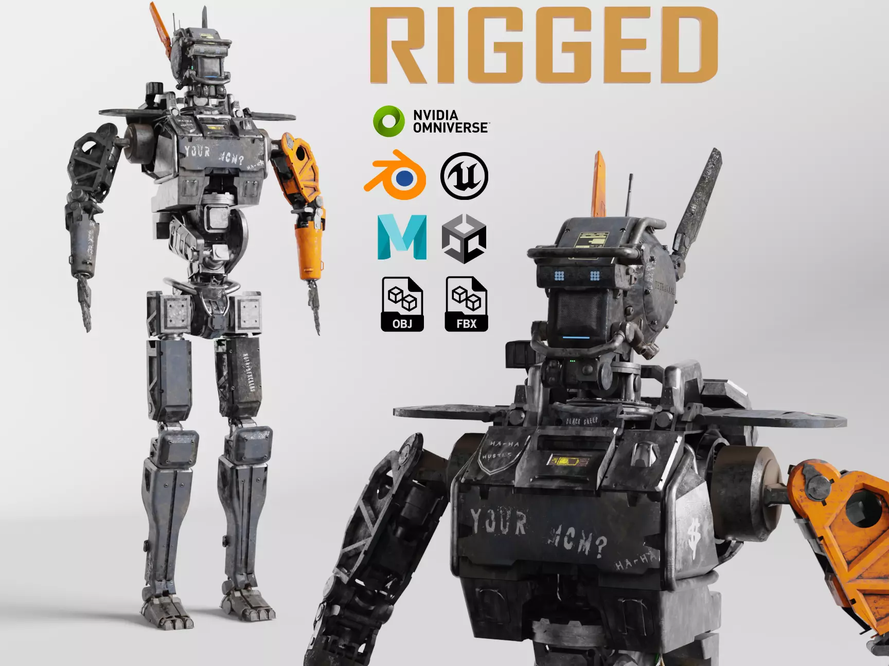 Chappie Robot Fully IK-Rigged 3D Model  3D model_0