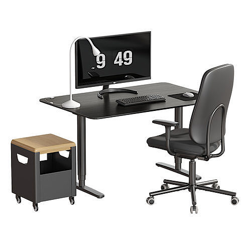 Smoerkull office chair and Ikea Bekant office desk Low-poly 3D model
