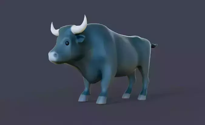 Cartoon Black Bull Animal 3D Model for Cartoon Characters