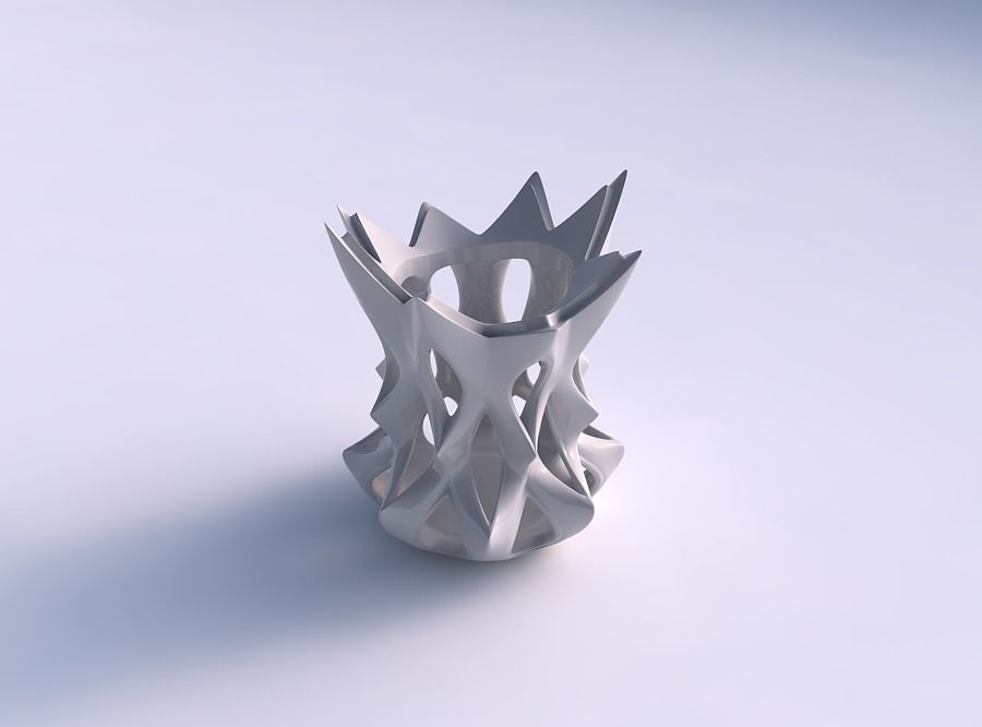 Vase rose spikes flared with smooth cuts streched top 3D print model_0