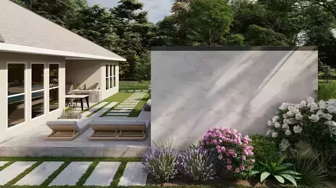3D Exterior Scene 3D model design garden and landscape 3D