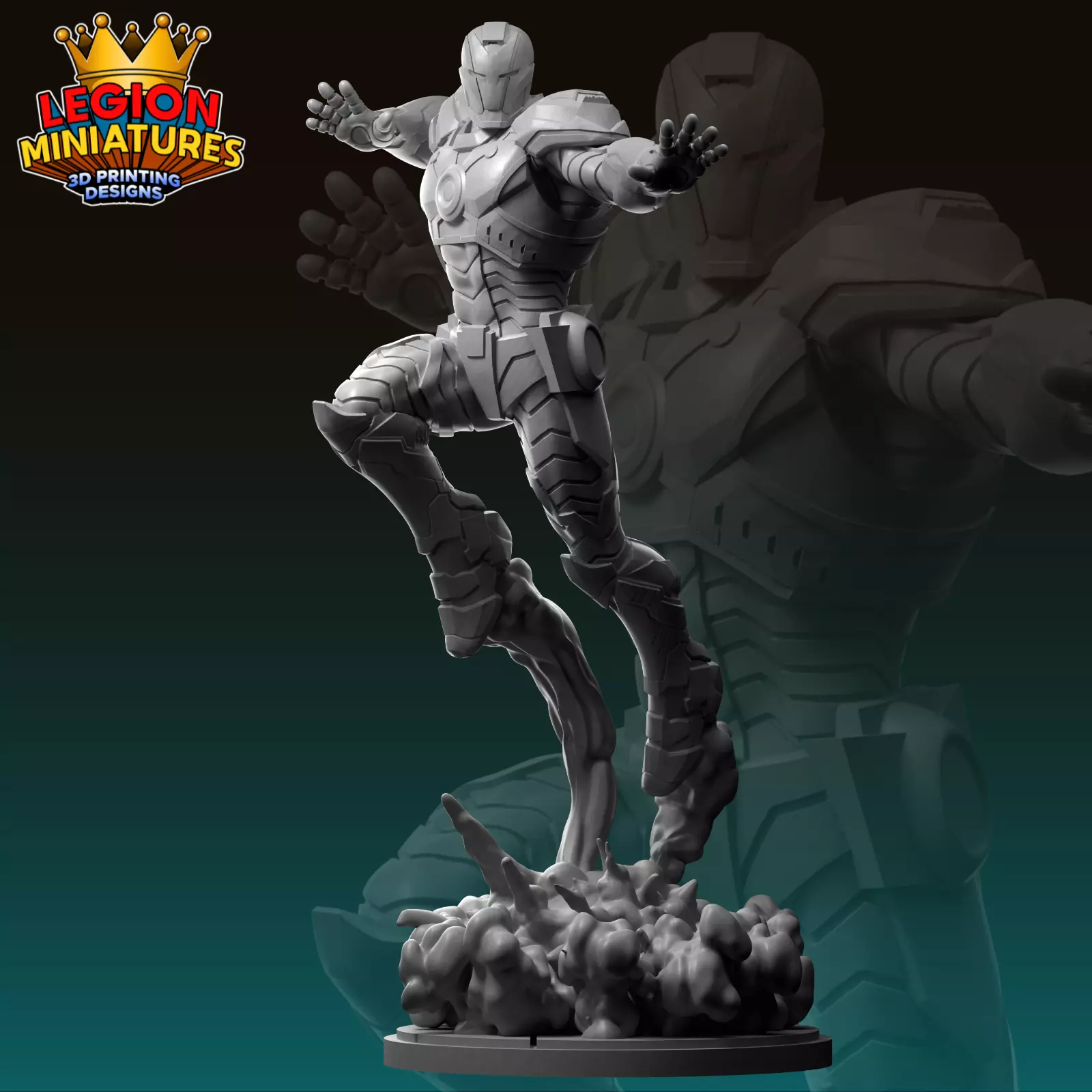 Marvel crisis protocol Iron Man Ultimate presupported included 3D print model