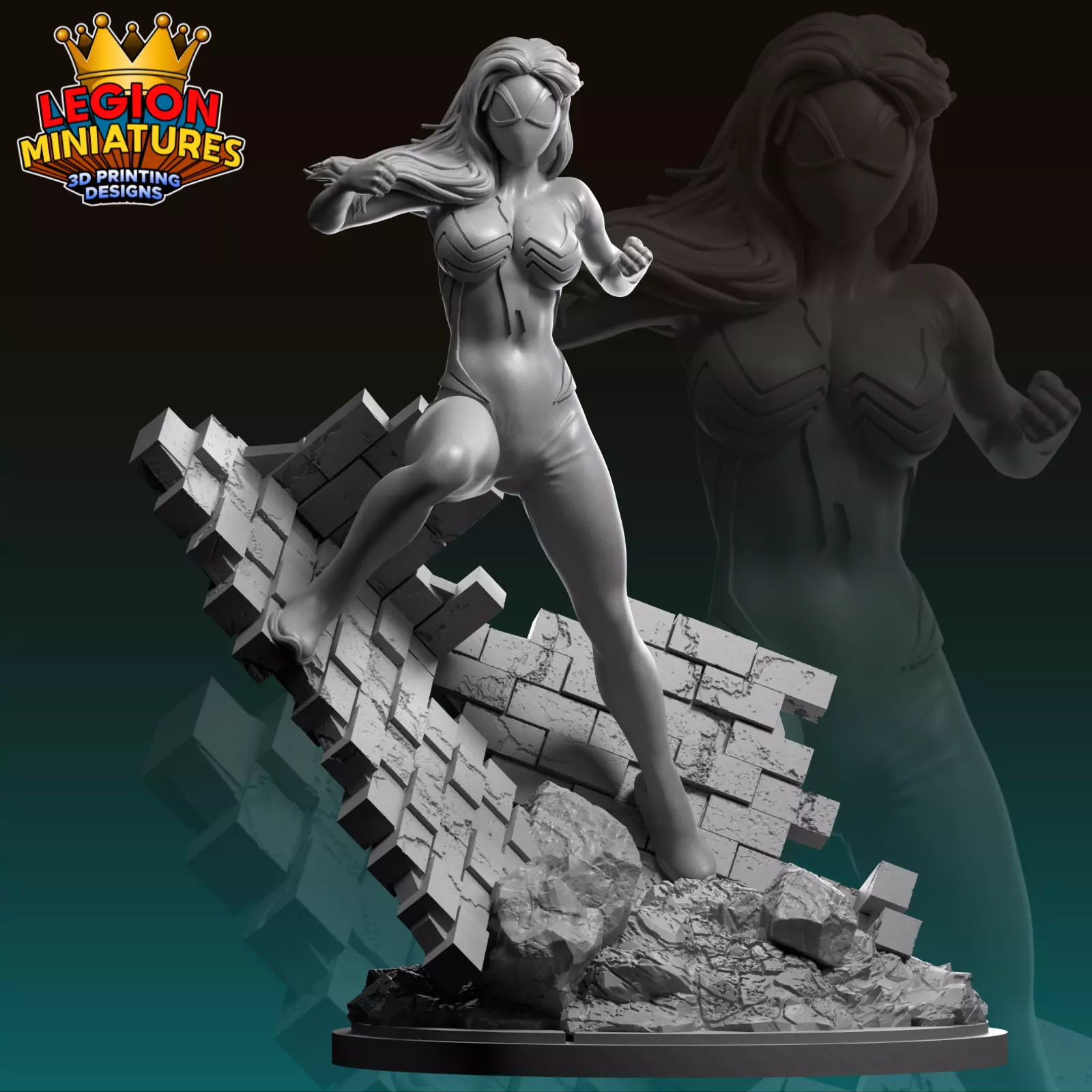 Marvel crisis protocol Ultimate Spiderwoman presupported 3D print model_0