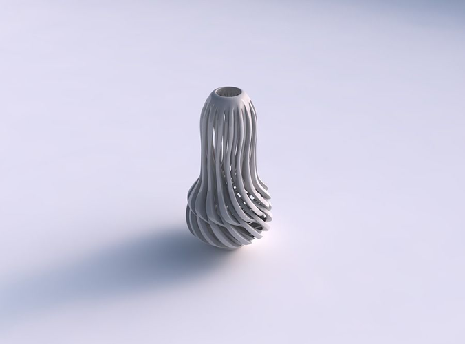 Vase plain twisted round top with muscle sturcture wide middle 3D print model