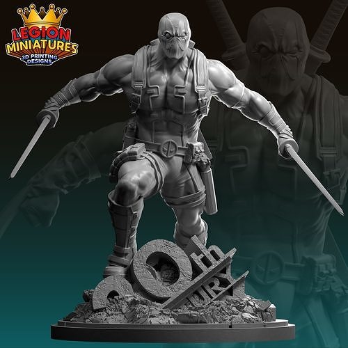 Marvel crisis protocol Deadpool presupported included 3D print model
