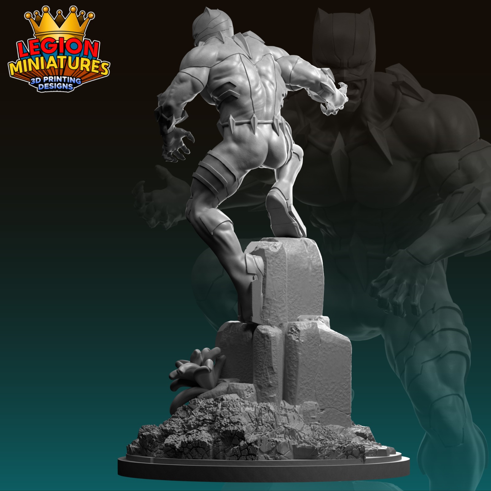 Marvel crisis protocol Ultimate Black Panther presupported  3D print model_2