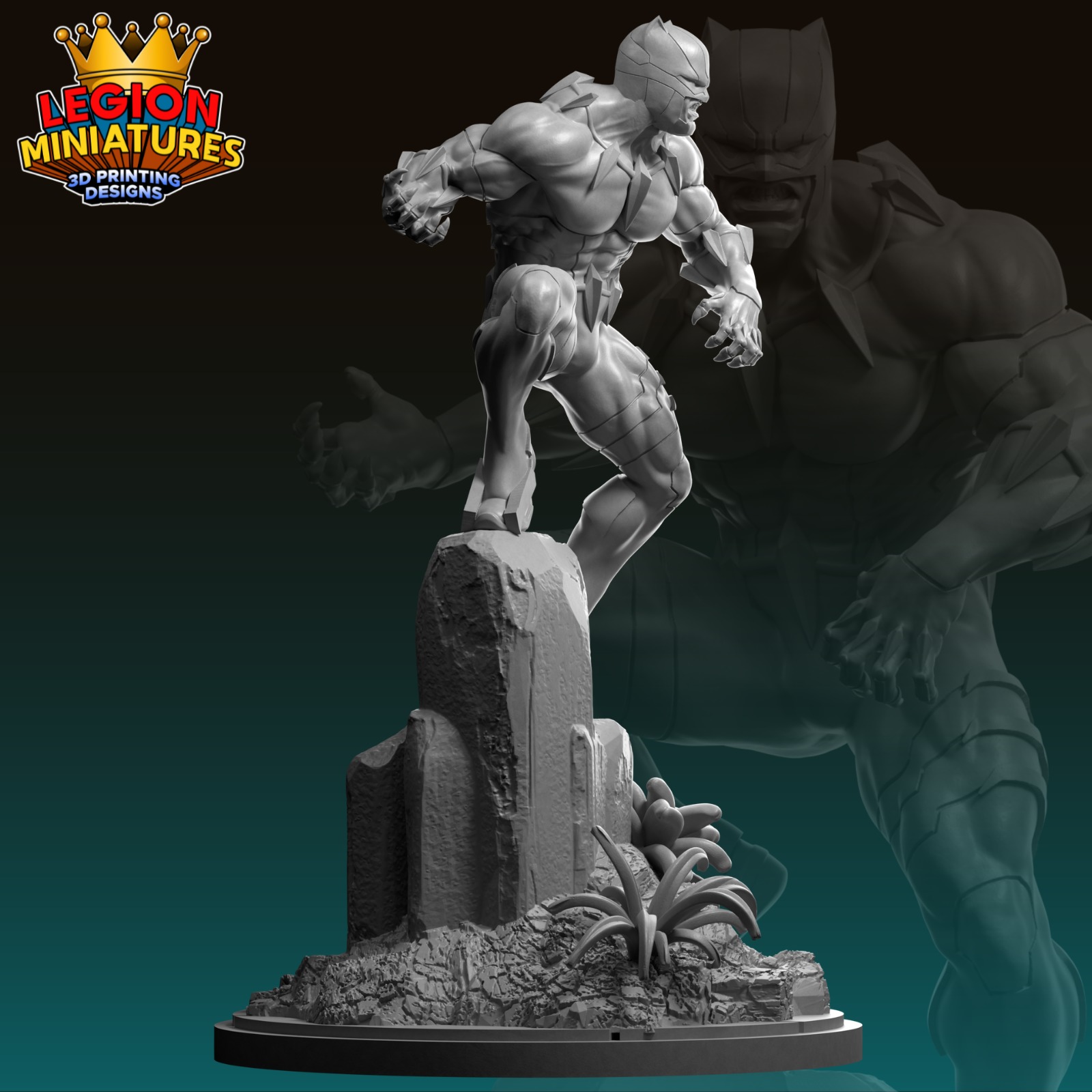 Marvel crisis protocol Ultimate Black Panther presupported  3D print model_1